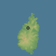 Shaded relief of the 59 km around Deglos, drawn from the GMTED2010 grid