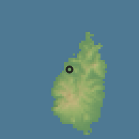 Shaded relief of the 59 km around Derriere Fond, drawn from the GMTED2010 grid