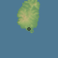 Shaded relief of the 59 km around Derriere Morne, drawn from the GMTED2010 grid