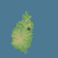 Shaded relief of the 59 km around La Ressource, drawn from the GMTED2010 grid