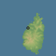 Shaded relief of the 59 km around Marigot, drawn from the GMTED2010 grid
