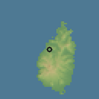 Shaded relief of the 59 km around Morne d'Or, drawn from the GMTED2010 grid