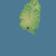 Shaded relief of the 59 km around Morne Gomier, drawn from the GMTED2010 grid