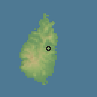 Shaded relief of the 59 km around Morne Panache, drawn from the GMTED2010 grid