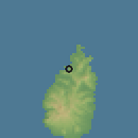 Shaded relief of the 59 km around Morne Road, drawn from the GMTED2010 grid