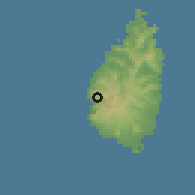 Shaded relief of the 59 km around Palmiste, drawn from the GMTED2010 grid