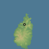 Shaded relief of the 59 km around The Morne, drawn from the GMTED2010 grid