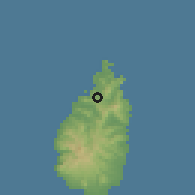 Shaded relief of the 59 km around Trois Piton, drawn from the GMTED2010 grid