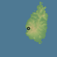 Shaded relief of the 59 km around Victoria, drawn from the GMTED2010 grid