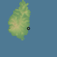 Shaded relief of the 59 km around Anse Captain, drawn from the GMTED2010 grid