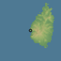 Shaded relief of the 59 km around Anse Chasnet, drawn from the GMTED2010 grid