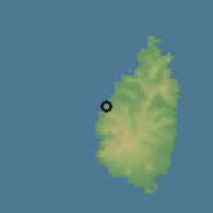 Shaded relief of the 59 km around Anse Cochon, drawn from the GMTED2010 grid