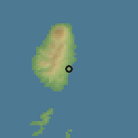 Shaded relief of the 60 km around Biabou, drawn from the GMTED2010 grid