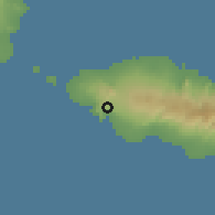 Shaded relief of the 59 km around Matanofo, drawn from the GMTED2010 grid