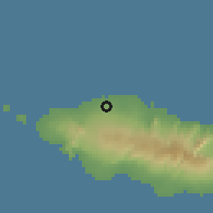 Shaded relief of the 59 km around Nonoa, drawn from the GMTED2010 grid
