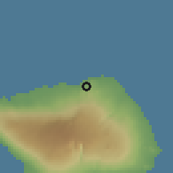 Shaded relief of the 60 km around Paia, drawn from the GMTED2010 grid