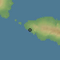 Shaded relief of the 59 km around Pata, drawn from the GMTED2010 grid
