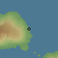 Shaded relief of the 60 km around Asaga, drawn from the GMTED2010 grid