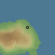 Shaded relief of the 60 km around Patamea, drawn from the GMTED2010 grid