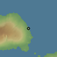 Shaded relief of the 60 km around Puapua, drawn from the GMTED2010 grid
