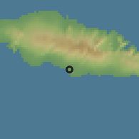 Shaded relief of the 59 km around Saaga, drawn from the GMTED2010 grid