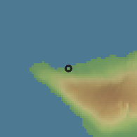 Shaded relief of the 60 km around Auala, drawn from the GMTED2010 grid