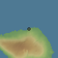 Shaded relief of the 60 km around Safotu, drawn from the GMTED2010 grid