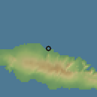 Shaded relief of the 59 km around Saina, drawn from the GMTED2010 grid