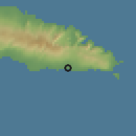 Shaded relief of the 59 km around Salani, drawn from the GMTED2010 grid