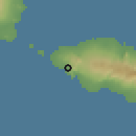 Shaded relief of the 59 km around Samai, drawn from the GMTED2010 grid