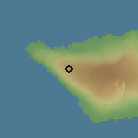 Shaded relief of the 60 km around Samata I Tai, drawn from the GMTED2010 grid