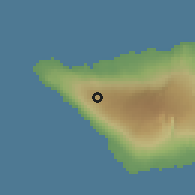 Shaded relief of the 60 km around Samata I Uta, drawn from the GMTED2010 grid