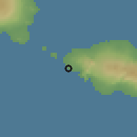 Shaded relief of the 59 km around Samatau, drawn from the GMTED2010 grid