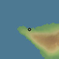 Shaded relief of the 60 km around Sataua, drawn from the GMTED2010 grid