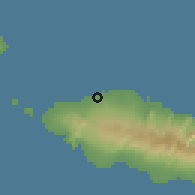 Shaded relief of the 59 km around Satoi, drawn from the GMTED2010 grid