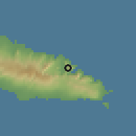 Shaded relief of the 59 km around Sauniatu, drawn from the GMTED2010 grid