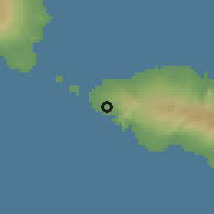 Shaded relief of the 59 km around Siufaga, drawn from the GMTED2010 grid