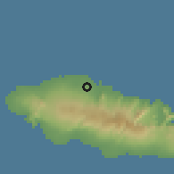 Shaded relief of the 59 km around Siusega, drawn from the GMTED2010 grid