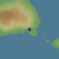 Shaded relief of the 59 km around Faala, drawn from the GMTED2010 grid