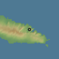 Shaded relief of the 59 km around Solaua, drawn from the GMTED2010 grid
