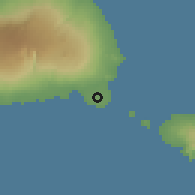 Shaded relief of the 59 km around Tafua, drawn from the GMTED2010 grid