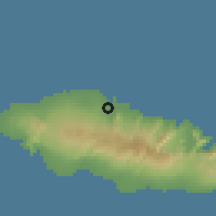 Shaded relief of the 59 km around Talimatau, drawn from the GMTED2010 grid