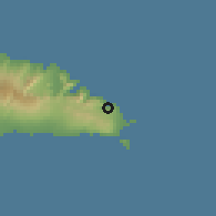 Shaded relief of the 59 km around Tiavea, drawn from the GMTED2010 grid