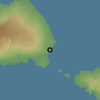 Shaded relief of the 59 km around Tino I Iva, drawn from the GMTED2010 grid