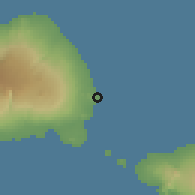 Shaded relief of the 59 km around Tuasivi, drawn from the GMTED2010 grid