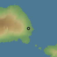 Shaded relief of the 59 km around Vaiaata, drawn from the GMTED2010 grid