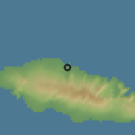 Shaded relief of the 59 km around Vaigaga, drawn from the GMTED2010 grid
