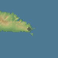 Shaded relief of the 59 km around Vaigalu, drawn from the GMTED2010 grid