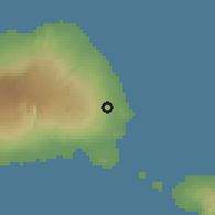 Shaded relief of the 59 km around Vaiola, drawn from the GMTED2010 grid