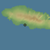 Shaded relief of the 59 km around Fausaga, drawn from the GMTED2010 grid